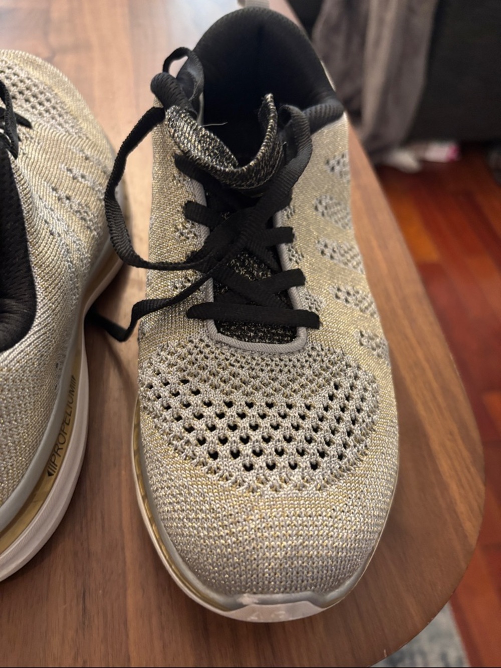 APL Gold Knit Running Sneakers with Black Accents